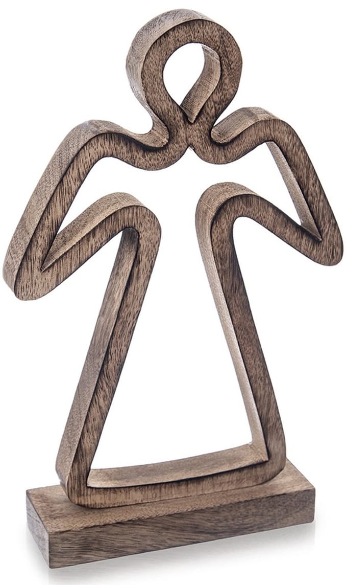Beeld Houten Kerst Engel MANGO 29 cm - Decoratieve Figur - Decoratie - Beeldje