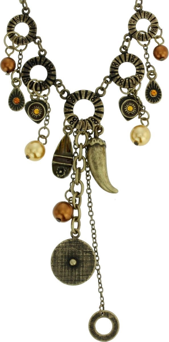 Behave - Oud-Goud Kleurige Ketting met Hangers - 44 cm