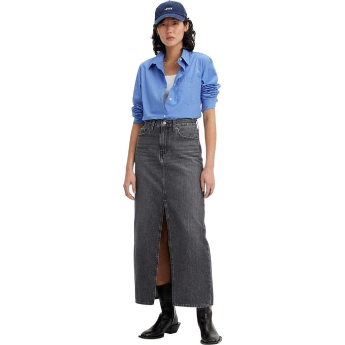 Levis Denim maxi-rok met hoge taille voor dames (Zwart)