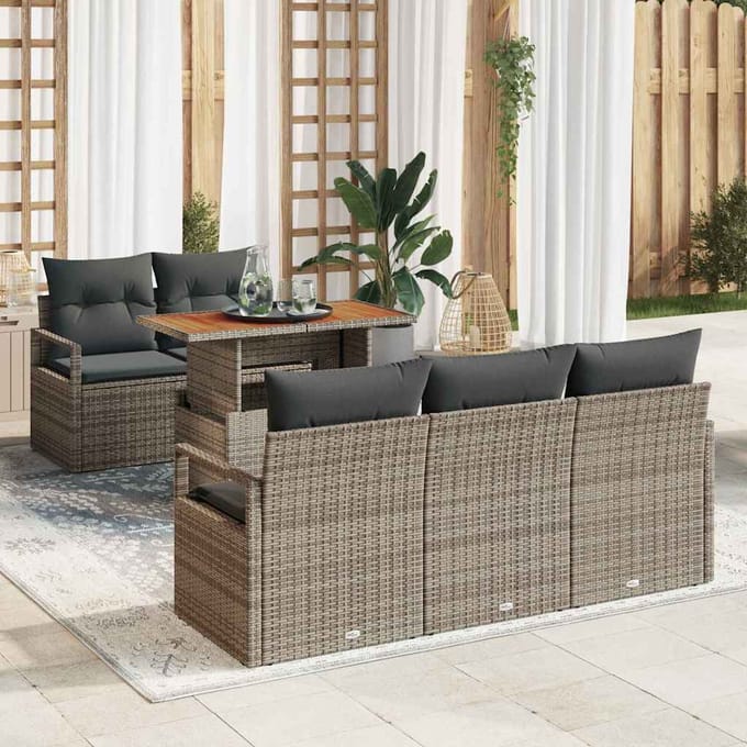 vidaXL Tuin Sofa Set 6 st 5-Aantal zitplaatsen Grijs