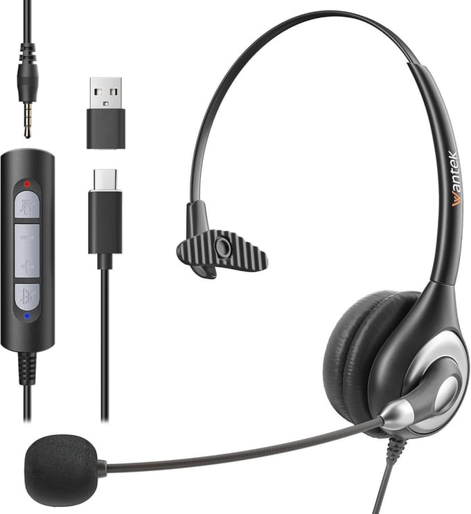 Headset Type-C Mono met microfoon en Noise Cancelling voor Teams en Call Center