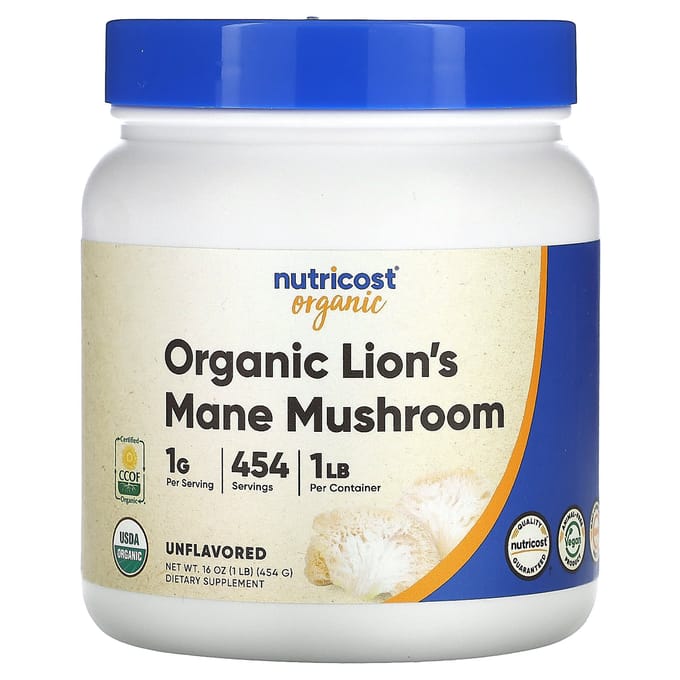 Nutricost, Biologische Spiraalvormige Manen Paddenstoelen, Ongezoet, 1 lb (454 gr)
