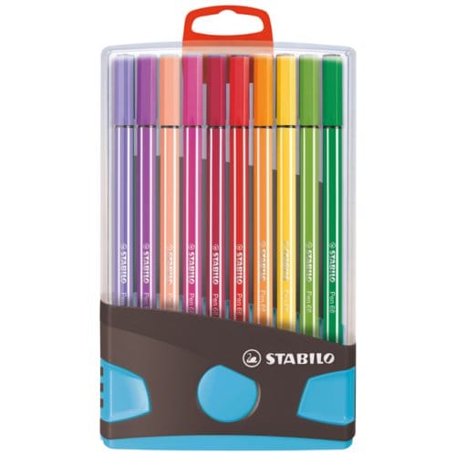 Viltstift  STABILO Pen 68/20 ColorParade in antr/turq etui M ass 20st