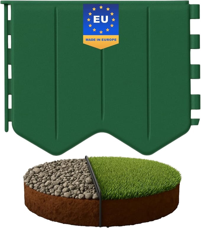 Gazonrand - Bloembedomranding - Tuinranden aanleggen - Installatie zonder graven - 20.6 meter - Groen
