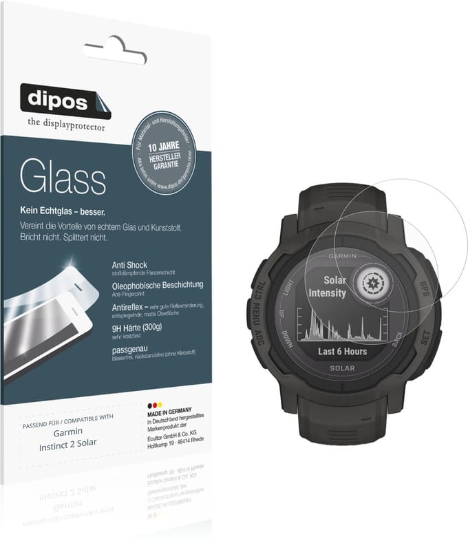 dipos – 2x Matte Pantserfolie geschikt voor Garmin Instinct 2 Solar | 9H Screenprotector