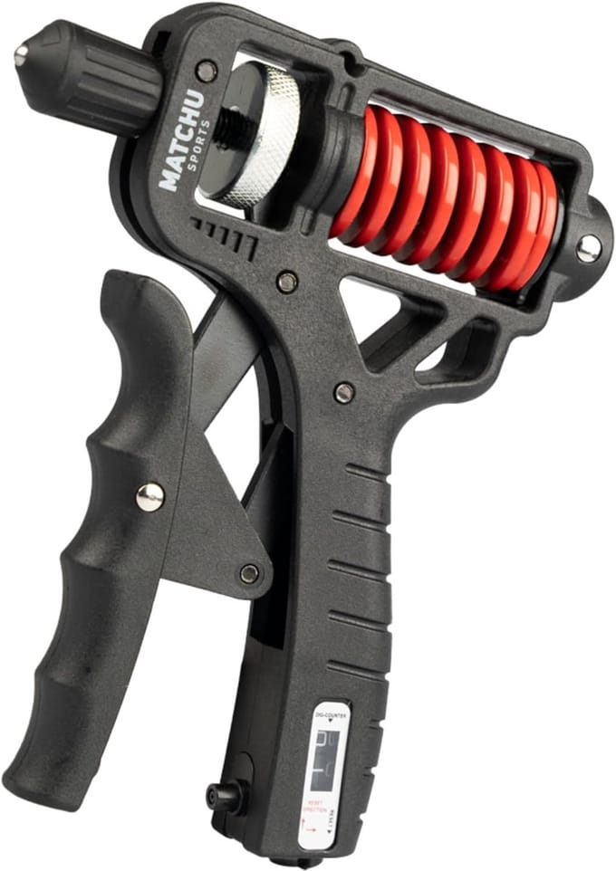 Verstelbare Handgriptrainer 5-165 kg met Teller - Duurzame Greptrainer van Kunststof/Metaal in Zwart/Rood