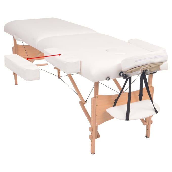 vidaXL - Massagetafel- - en - krukset - inklapbaar - 2 - zones - 10 - cm - dik - wit