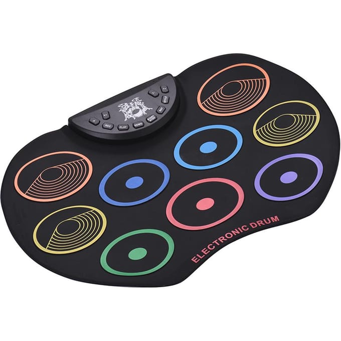 Draagbare formaat oprolbare drumset Elektronische drumkit 9 siliconen drumpads USB/batterijvoeding met veelkleurig