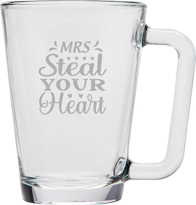 Gegraveerde Theeglas 26cl Mrs. Steal your heart