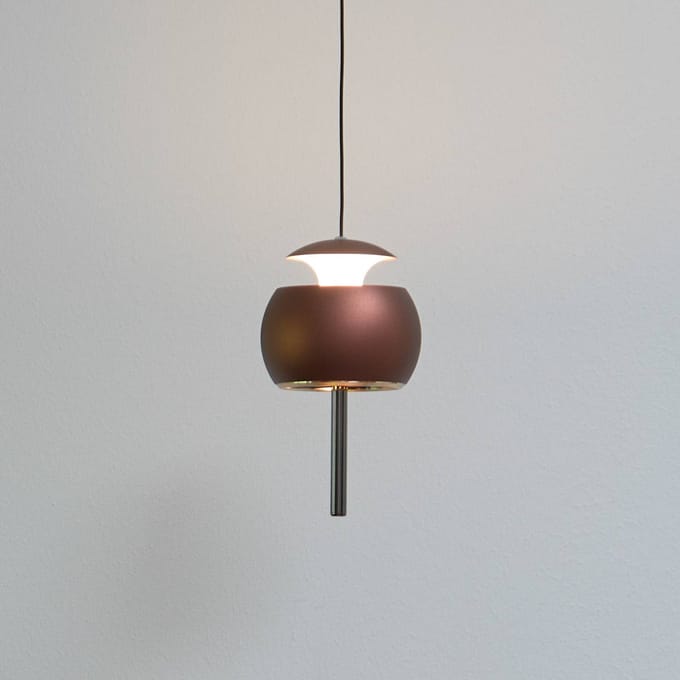 LOOM DESIGN LED hanglamp Parachute, bruin, Ø 9,6 cm, aluminium