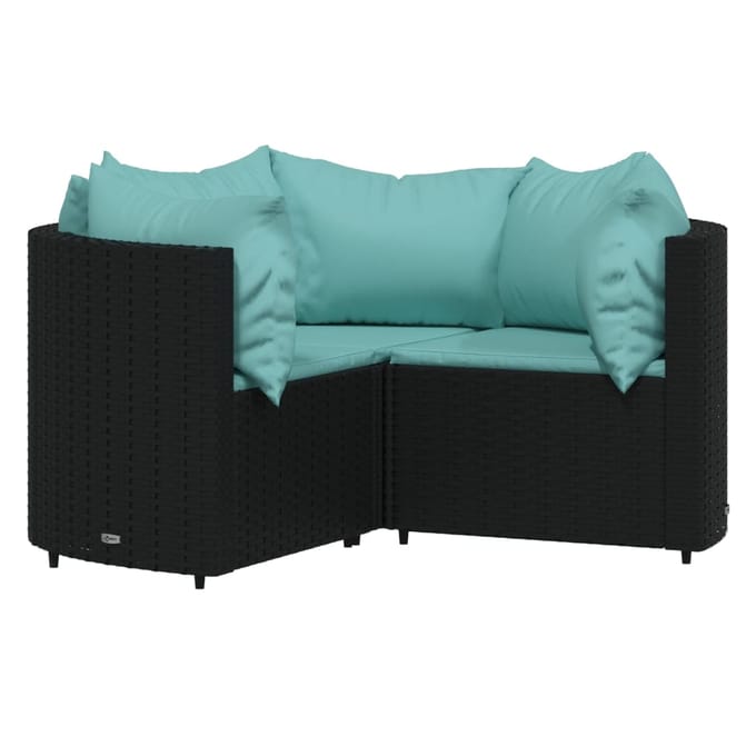 vidaXL - 4-delige - Loungeset - met - kussens - poly - rattan - zwart