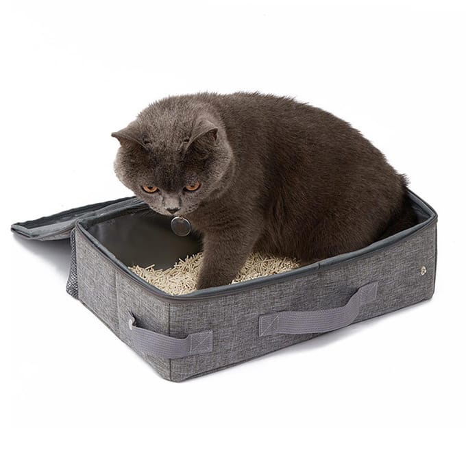 Bac à litière de voyage Portable pour chats dans la voiture, sans odeur, anti-fuite, pliable Style 2