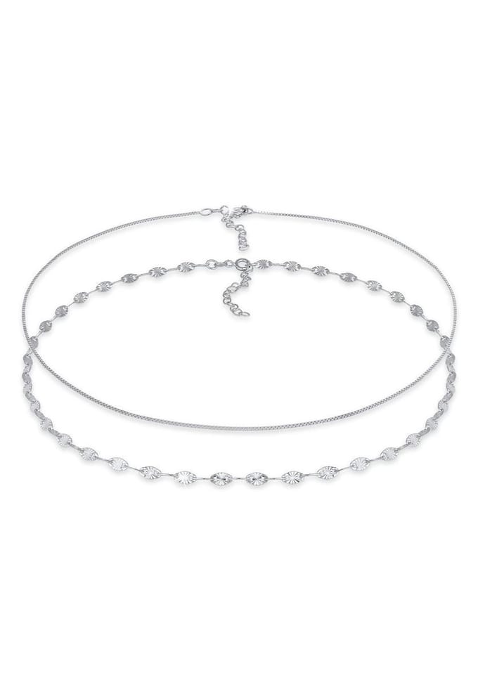 Elli Dames Halsketting Dames Choker Set Venetiaanse Ketting Platelet Basic Verstelbaar in 925 Sterling Zilver
