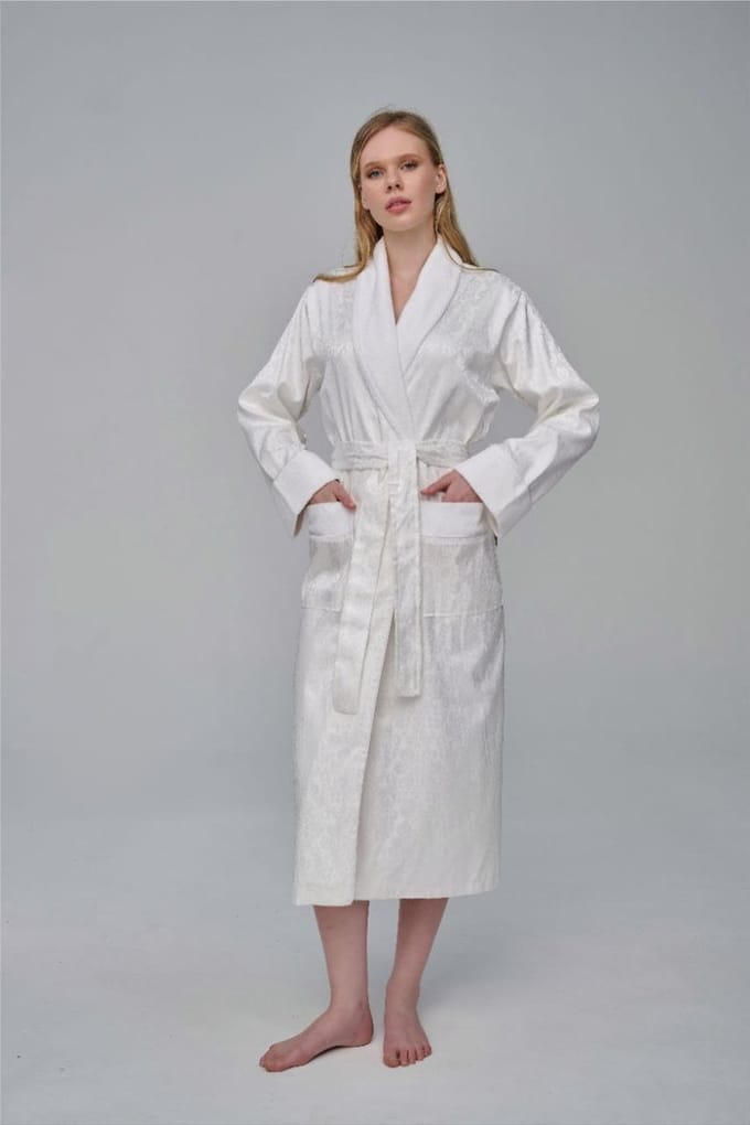 Luxe Dames Silk Badjas Audrey / wit / S