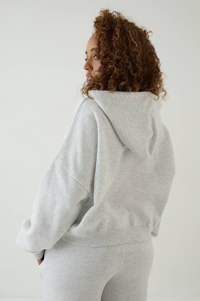 Dames Dsgn Studio Collegiate Bedrukte Doorritshoodie Met Boxy Pasvorm | Asgrijs | Maat: Medium
