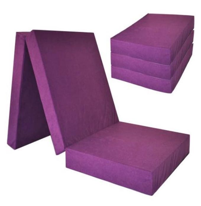 Matelas invité extra épais - Violet - 195 x 80 x 15 cm - Pliable - Anti-allergique - 1 place violet