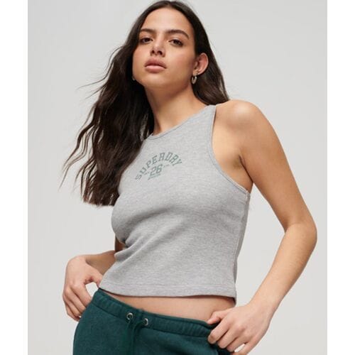 Superdry Athletic Essentials Waffle Tank Top Grijs Grootte: 42