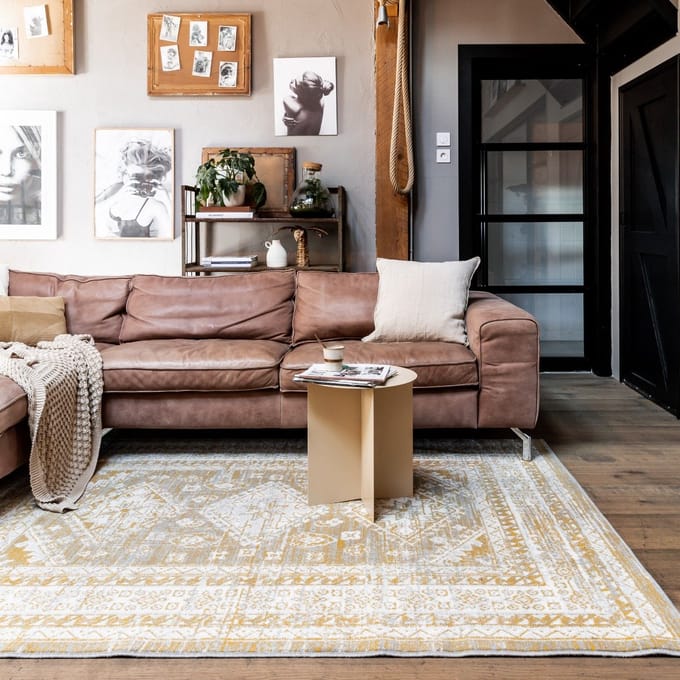 Vintage Vloerkleed Aila Geel - 190 x 280 cm (L)