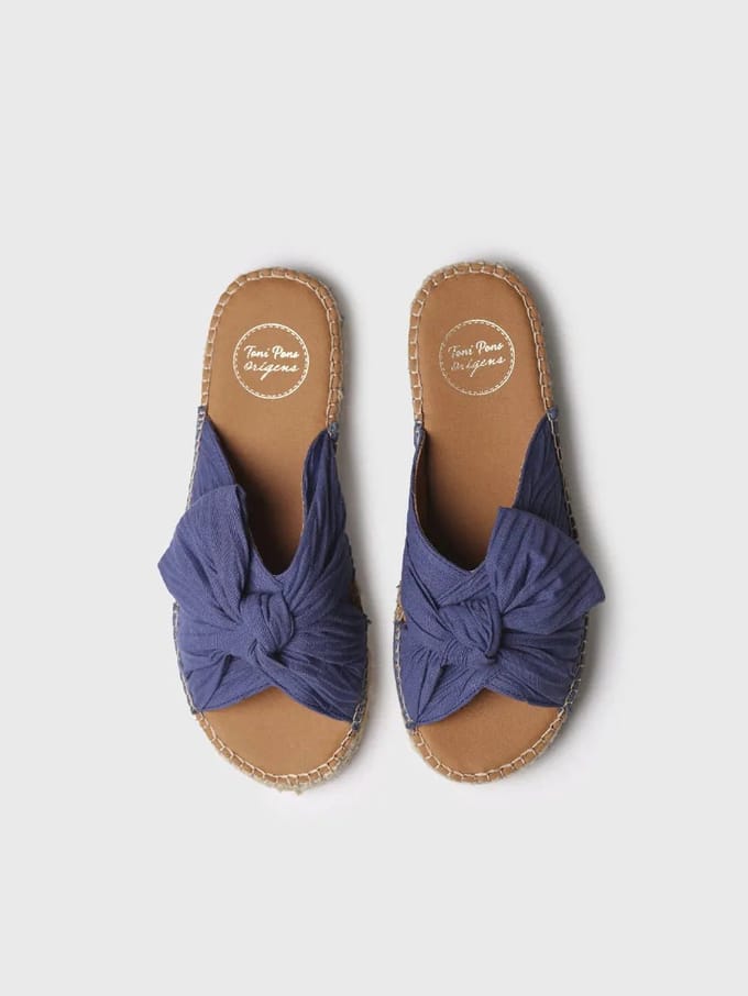 Platte stoffen sandalen voor dames met strik | ELINA