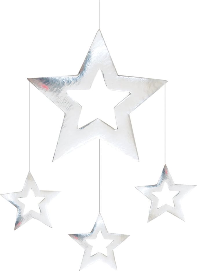 Sterren hangdecoratie - zilver - 60 x 45 cm - karton - brandvertragend - kerstversiering