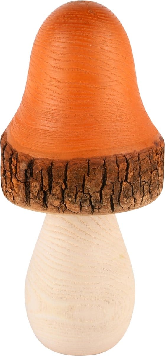 Dekoratief | Paddenstoel oranje/naturel, hout, 10x10x20cm | A245564