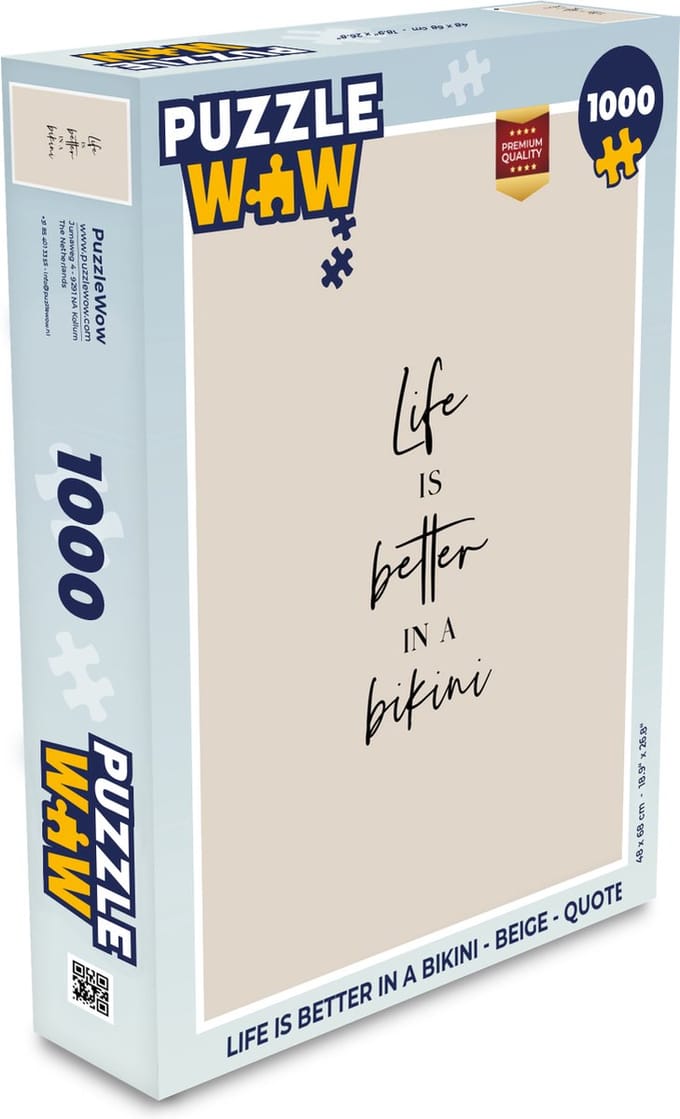 Puzzel Life is better in a bikini - Beige - Quote - Legpuzzel - Puzzel 1000 stukjes volwassenen