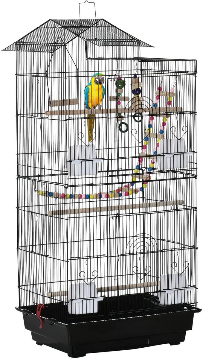 PawHut Vogelkooi - Staaldraad - 46x36x100cm - Zwart
