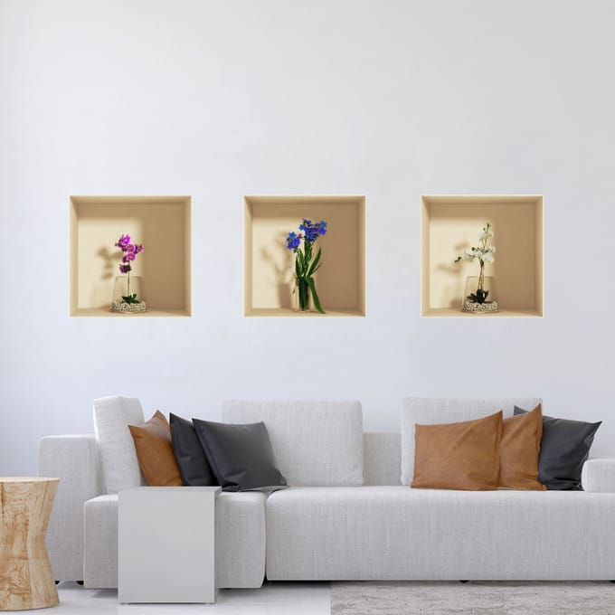 Sticker met 3D-effect van orchideeën, 30 x 90 cm