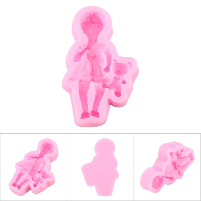 Moule à gâteau fondant en silicone 3D, moule créatif pour chocolat et sucre, outil de décoration DIY(Fille)