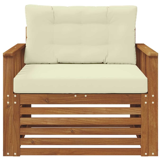 vidaXL - Buitensofa - Massief - Acacia - Hout - en - Polyester - Natuurlijk - en - Crème