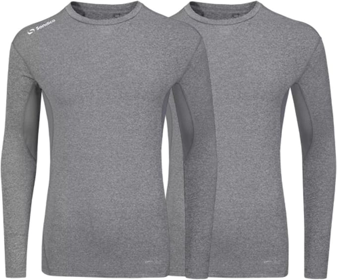 2-Pack Sondico compressie lange mouw sportshirt - heren - Mid grey - maat M