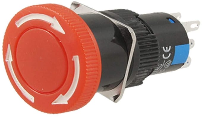 Noodstop Drukknop - Paddenstoel Schakelaar - Machine Bediening - Zelfsluitend 2NO 2NC - 2.3 cm Diameter - Rood