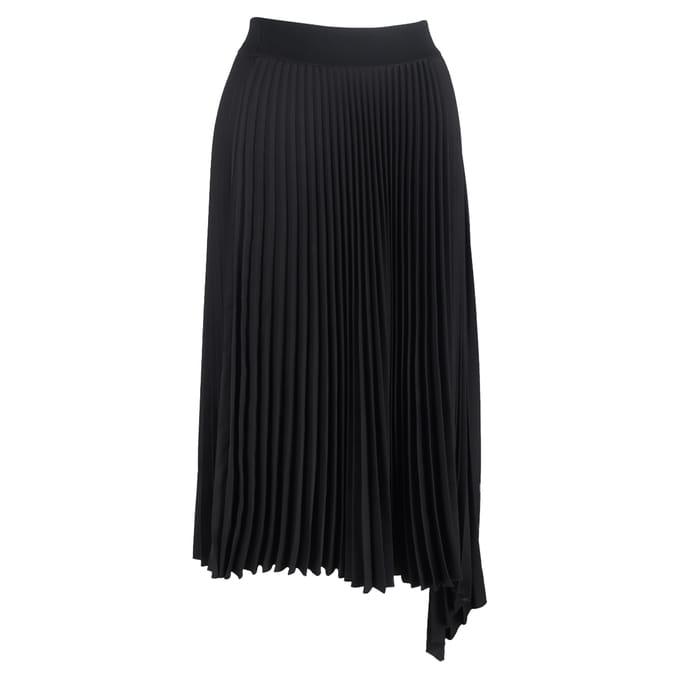 Joseph geplooide midi-rok met asymmetrische vorm in zwart polyester