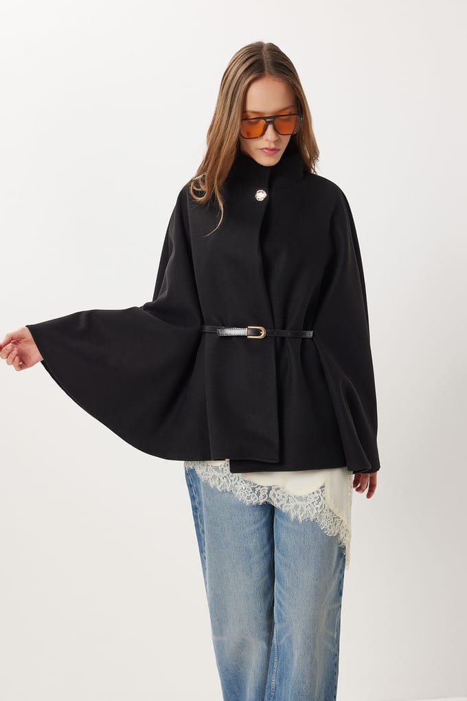 Gelaagde Poncho met Riempje