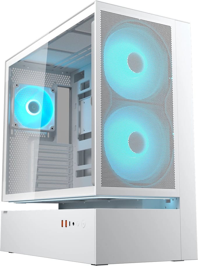 Cougar CFV235 Midi-tower PC-behuizing Wit 3 voorgeïnstalleerde ventilators, Geïntegreerde verlichting, Zijvenster, Stoffilter