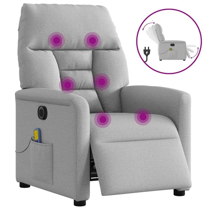 vidaXL - Massagestoel - elektrisch - verstelbaar - stof - wolk - grijs