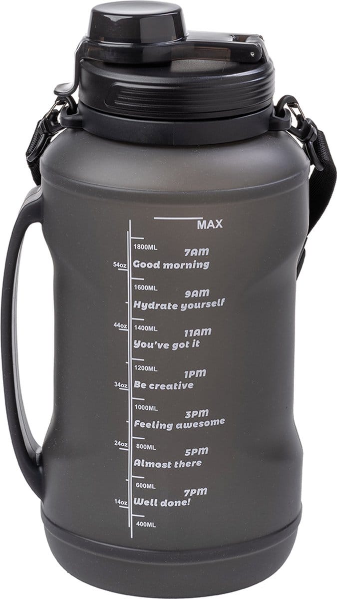 Duradis - Opvouwbare waterfles - Drinkfles - Waterzak - Duurzaam - Siliconen - 2000 ml - Zwart