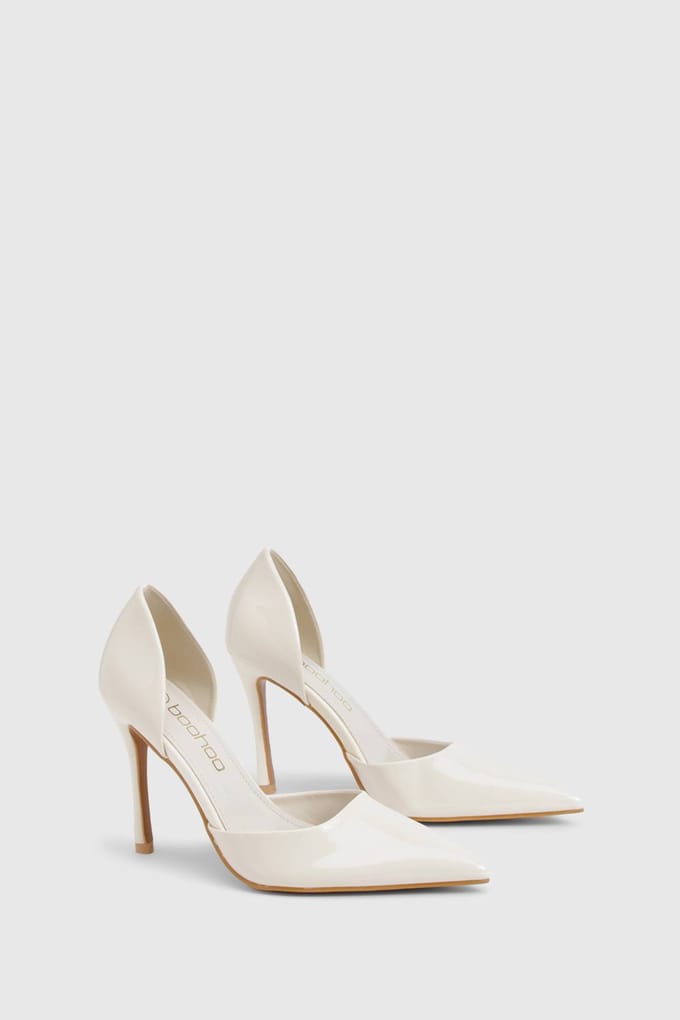 boohoo Dames Patent Cut Out Courtschoenen | Ecru | Maat: 39