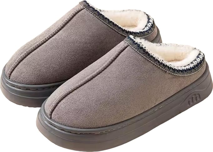 Warme dames sloffen - Pluche gevoerd - Slipper - Suede - Anti-slip
