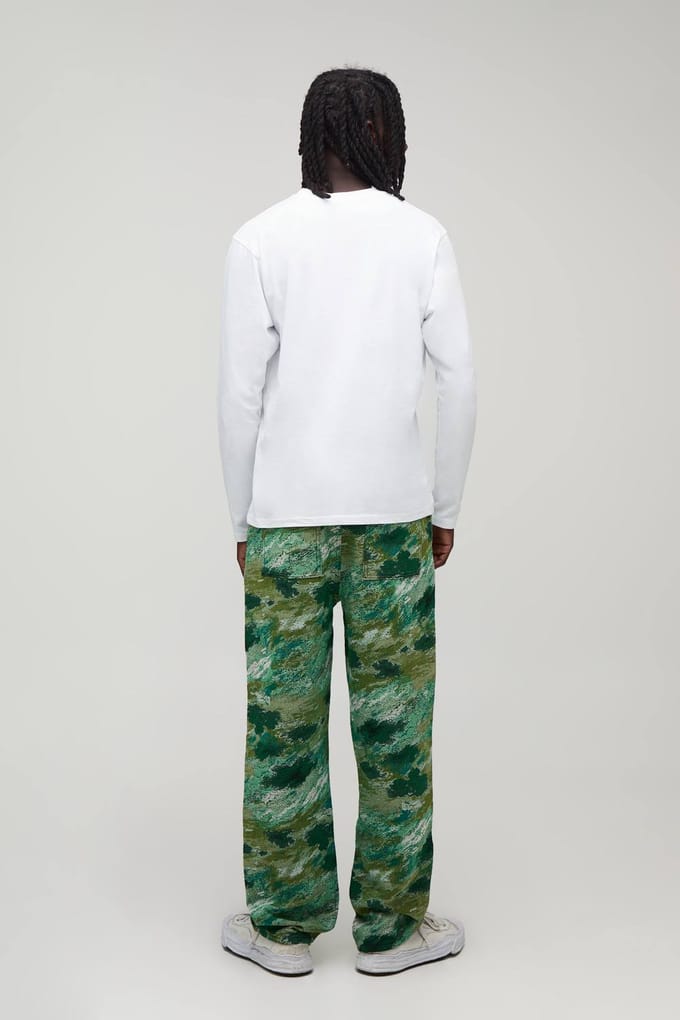 Relaxed Fit Abstract Camo Co-Ord Tapestry Trousers | Green | Size Medium