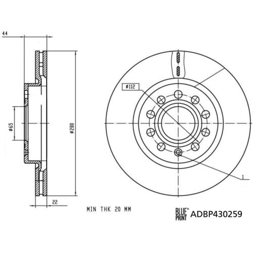 Remschijf BLUE PRINT ADBP430259, 1 stuk