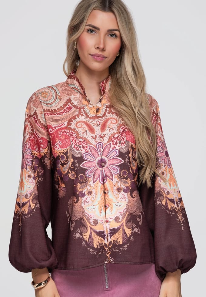 OMBRE Overhemd - Regular Fit - Katoen - Lange Mouw Bruin M
