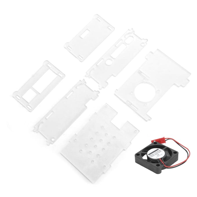 Boîtier Acrylique pour Raspberry Pi 4B avec Ventilateur de Refroidissement Coque Transparente Ensemble d'Accessoires