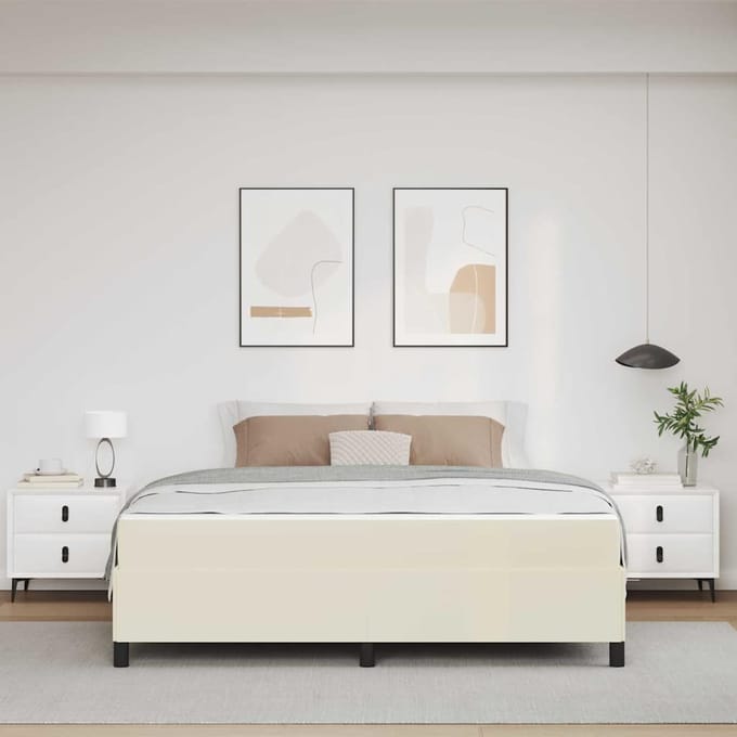 vidaXL - Bedframe - met - matras - Crème - 180 - x - 200 - cm - Stof