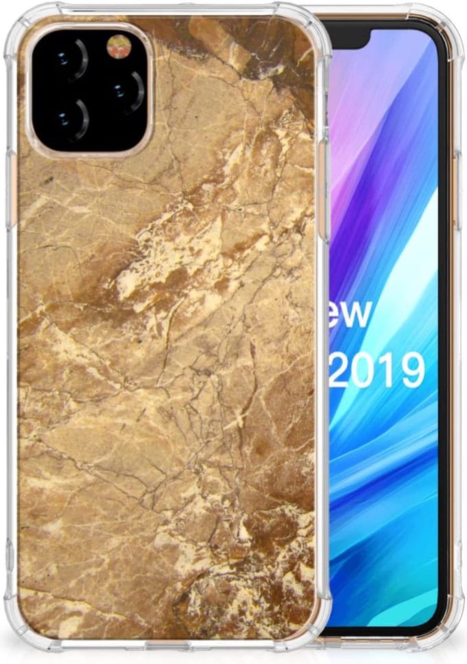 Apple iPhone 11 Pro Anti-Shock Hoesje Marmer Creme
