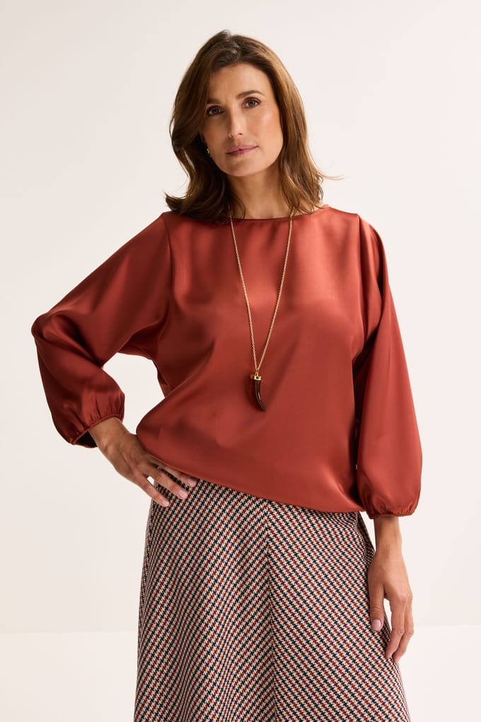 Satijnen Blouse Op Elastiek