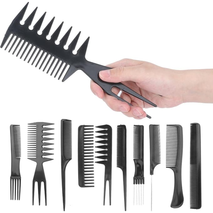 Lot de 10 peignes de coiffure professionnels pour salon de coiffure, pour différentes fonctions beige