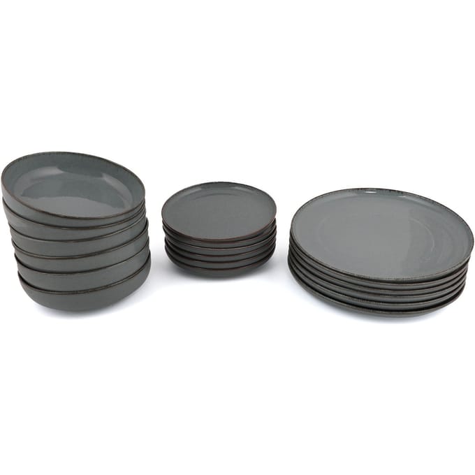 Vente-unique Servies van porselein 18 stuks - Blauw - SANCHA