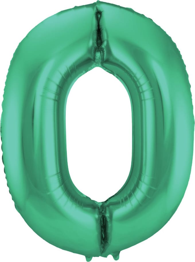 Folat - Folieballon Cijfer 0 Groen Metallic Mat - 86 cm