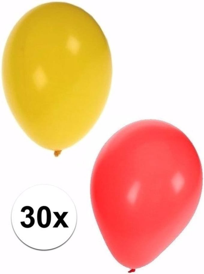 Sinterklaas ballonnen 30 stuks geel/rood